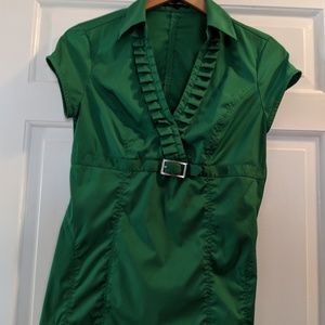 Grass green buckle top, women's
